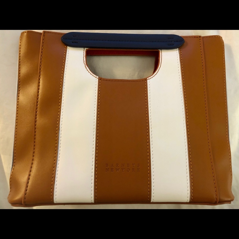 Barneys New York Brown/Navy/ White Shoulder Bag